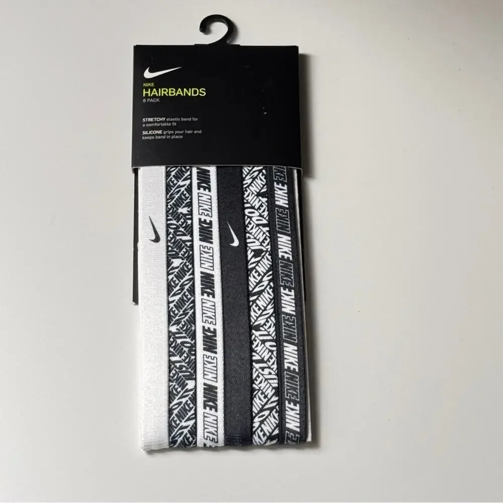 Nike  Six Pack Stretchy Athletic Sporty Black and White Headbands Set   NWT